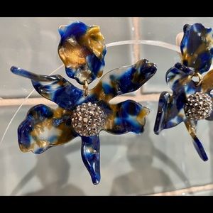 Lele Sadoughi Blue Tortoise Shell Orchid Earrings